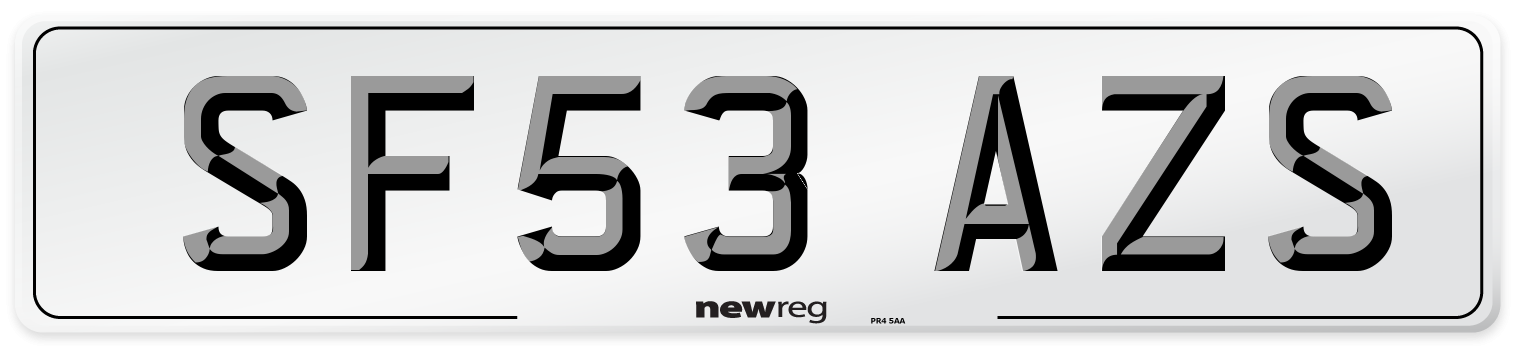 SF53 AZS Number Plate from New Reg